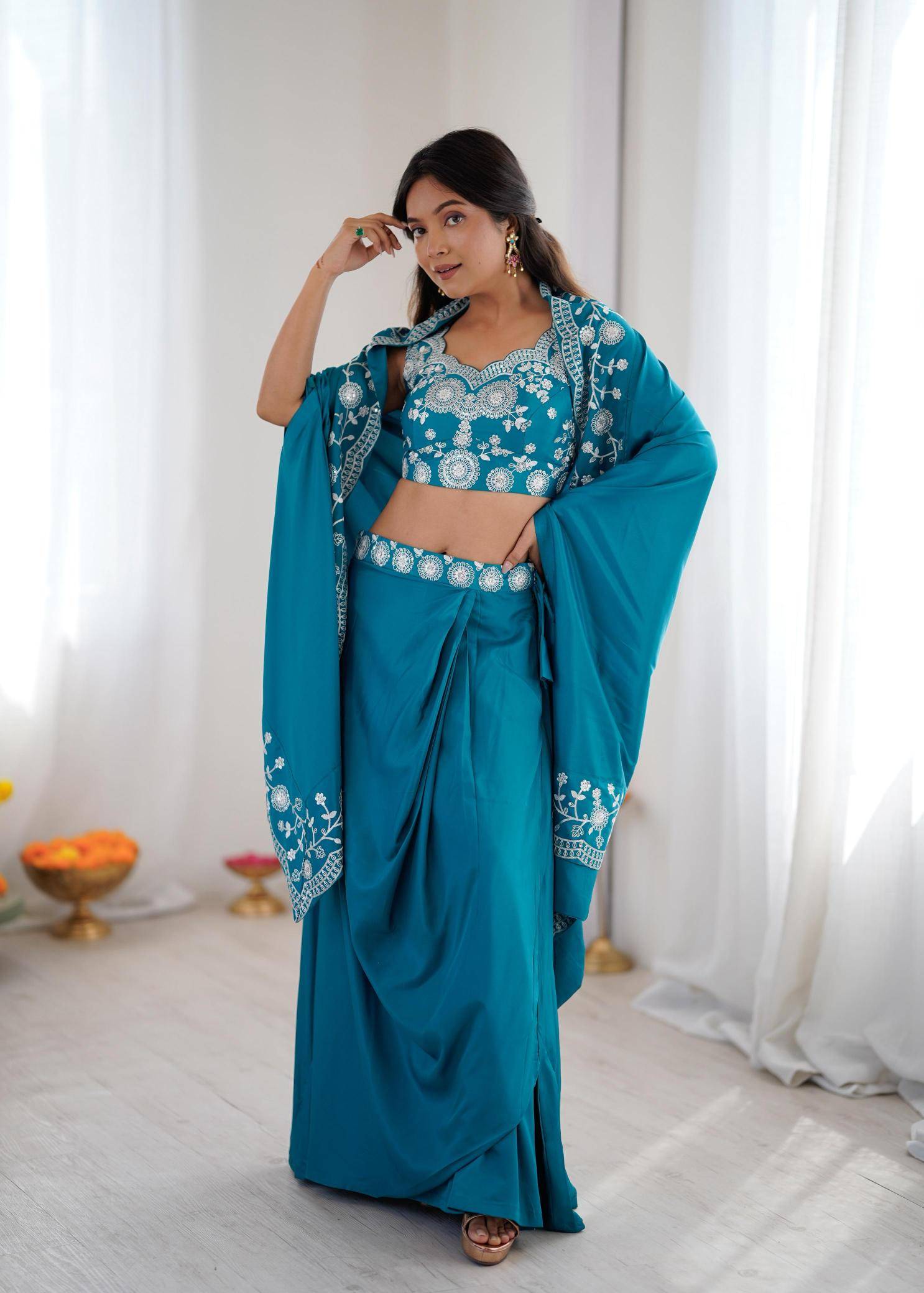 SP 73 Crep Blue Trendy lehenga choli supplier in Surat